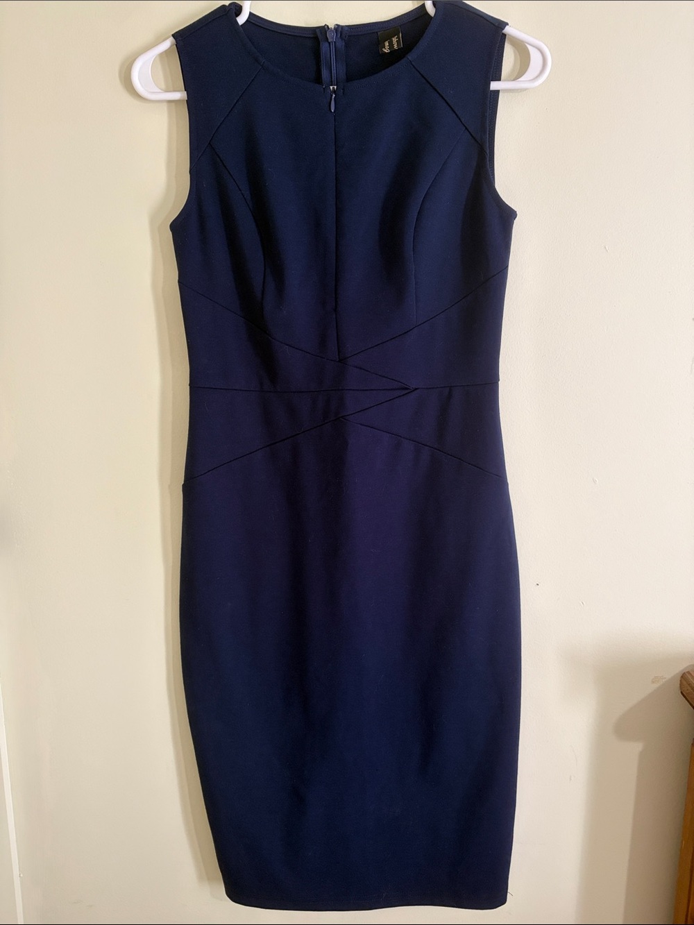 Classic Navy Sheath Dress - Sleek Sleeveless Work Dress